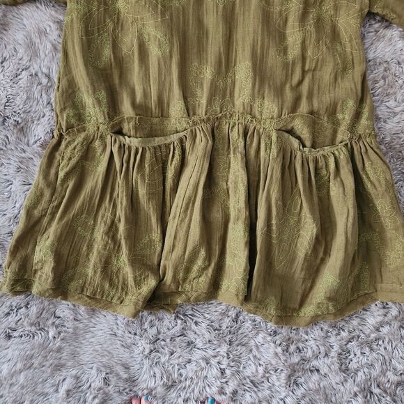 Free People Picking Petals Mini Dress Cardamom Seed Olive Green Women's Large - Picture 3 of 16